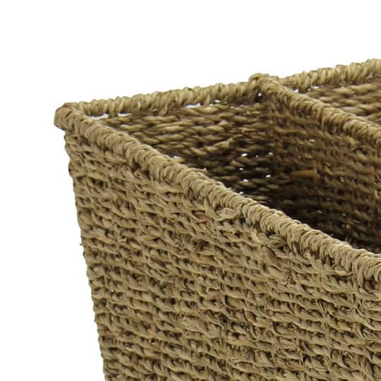 Household Essentials 17" Seagrass Wide Side by Side Magazine Rack